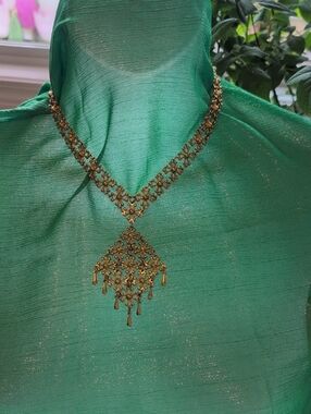 Source Unknown Gold Tone Filigree Lace Drop Necklace